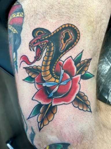 Snake Tattoo 
Traditional Tattoo 
Reno Nevada
Seven Swans Tattoo
Color Traditional Tattoo