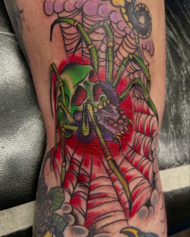 Spider Tattoo 
Skull Tattoo
Traditional Tattoo 
Reno Nevada
Seven Swans Tattoo
Color Traditional Tattoo