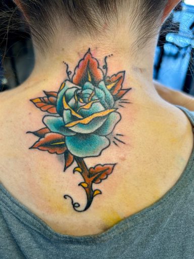 Rose Tattoo 
Traditional Tattoo 
Reno Nevada
Seven Swans Tattoo
Color Traditional Tattoo